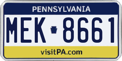 PA license plate MEK8661