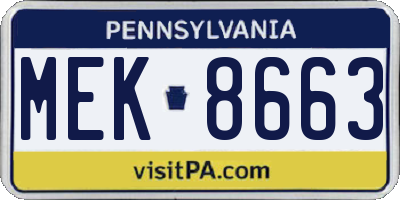 PA license plate MEK8663