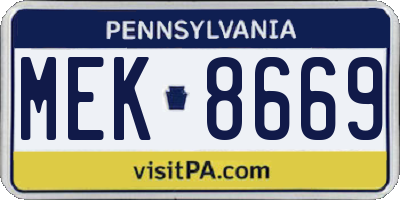 PA license plate MEK8669