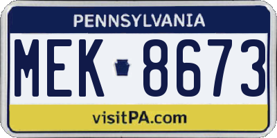 PA license plate MEK8673