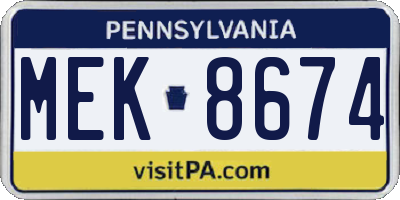 PA license plate MEK8674