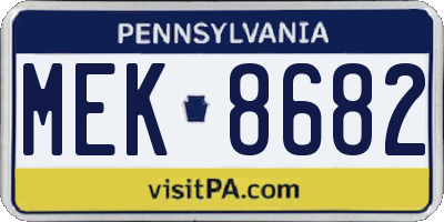 PA license plate MEK8682