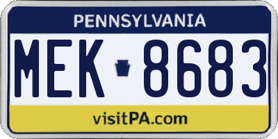 PA license plate MEK8683
