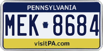 PA license plate MEK8684