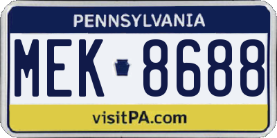 PA license plate MEK8688