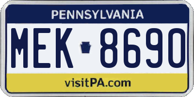 PA license plate MEK8690