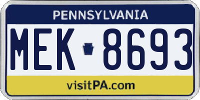 PA license plate MEK8693