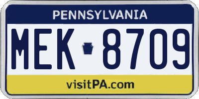 PA license plate MEK8709