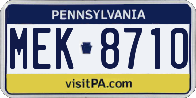 PA license plate MEK8710