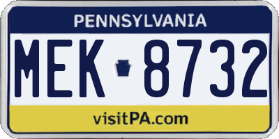 PA license plate MEK8732
