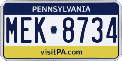 PA license plate MEK8734