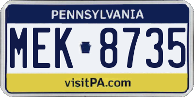 PA license plate MEK8735