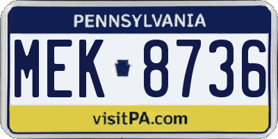 PA license plate MEK8736