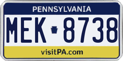 PA license plate MEK8738