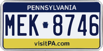 PA license plate MEK8746