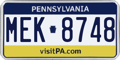 PA license plate MEK8748