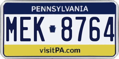 PA license plate MEK8764