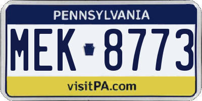 PA license plate MEK8773
