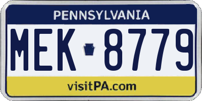 PA license plate MEK8779