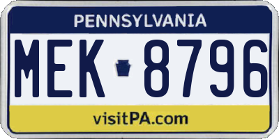 PA license plate MEK8796