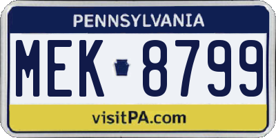 PA license plate MEK8799