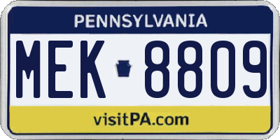 PA license plate MEK8809