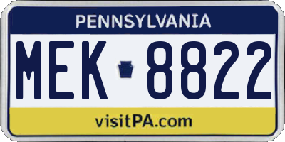 PA license plate MEK8822