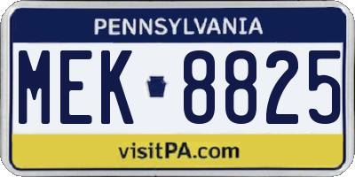 PA license plate MEK8825