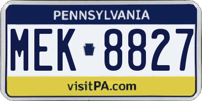 PA license plate MEK8827