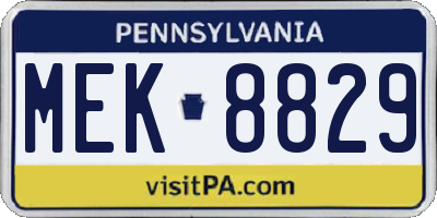 PA license plate MEK8829