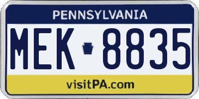 PA license plate MEK8835