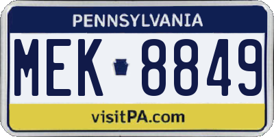 PA license plate MEK8849