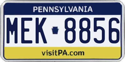 PA license plate MEK8856