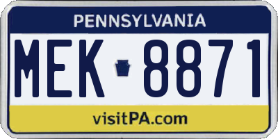 PA license plate MEK8871