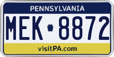 PA license plate MEK8872