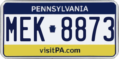 PA license plate MEK8873