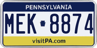 PA license plate MEK8874