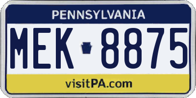 PA license plate MEK8875