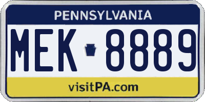 PA license plate MEK8889