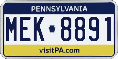 PA license plate MEK8891