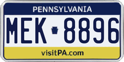 PA license plate MEK8896