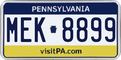 PA license plate MEK8899