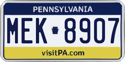 PA license plate MEK8907