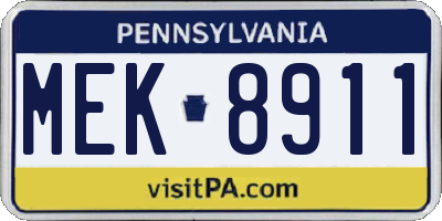 PA license plate MEK8911
