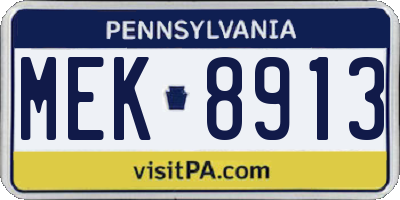 PA license plate MEK8913