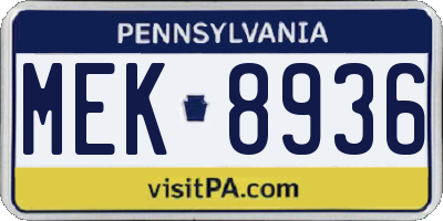 PA license plate MEK8936