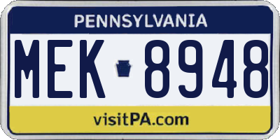 PA license plate MEK8948