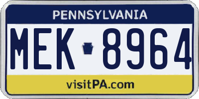 PA license plate MEK8964
