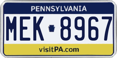 PA license plate MEK8967