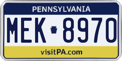 PA license plate MEK8970